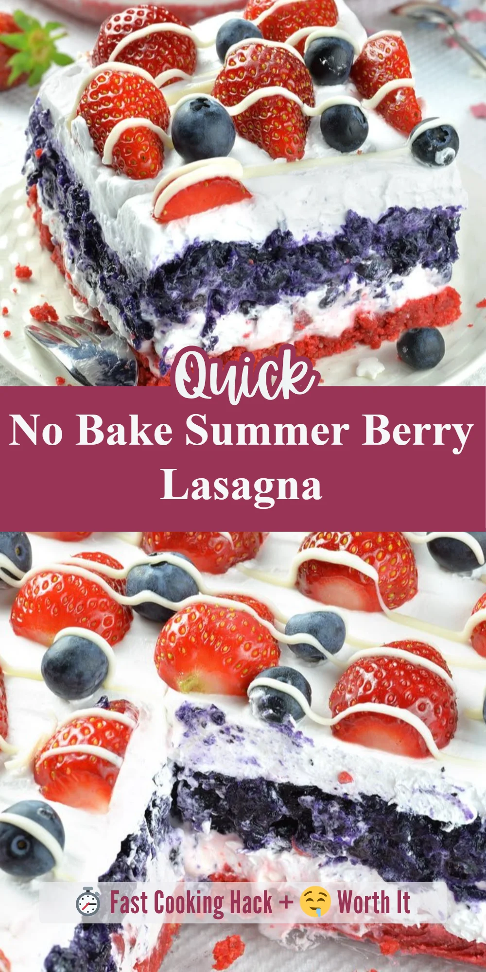 No Bake Summer Berry Lasagna