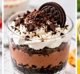 A collection of refreshing no-bake summer desserts including fruity parfaits and creamy pies.