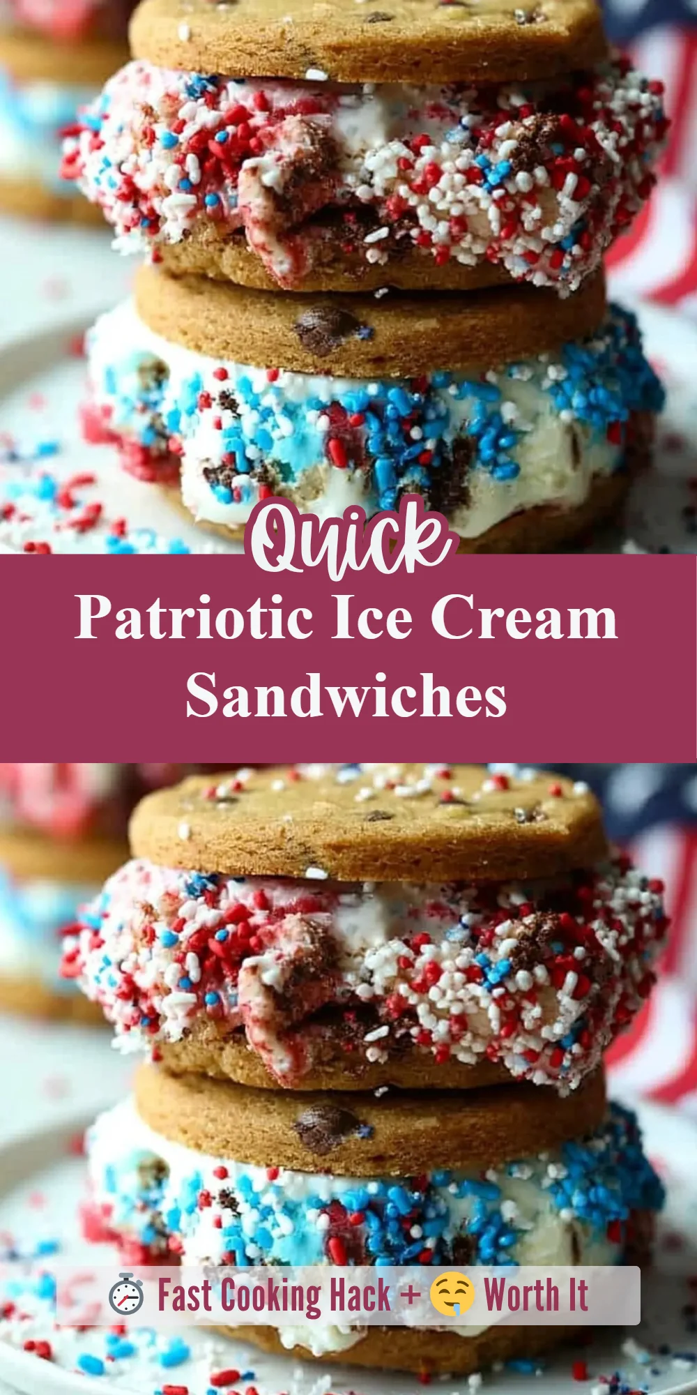 Patriotic Ice Cream Sandwiches