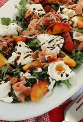 Delicious Peach and Burrata Salad with fresh peaches and creamy burrata cheese