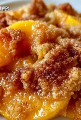A delicious Peach Betty dessert topped with a golden crumb crust and fresh peaches