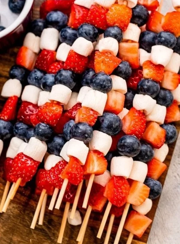 Red, White and Blue Fruit Kabobs