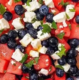 Refreshing watermelon feta salad with a zesty dressing and fresh herbs