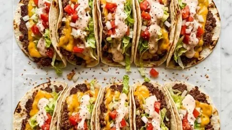 Smash Burger Tacos served on a plate, combining burgers and tacos in a delicious fusion.