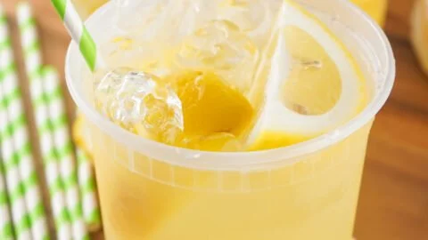 A refreshing glass of state fair lemonade served at a summer fair.