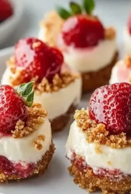 Delicious Strawberry Crunch Cheesecake Bites topped with strawberry and crunch layers