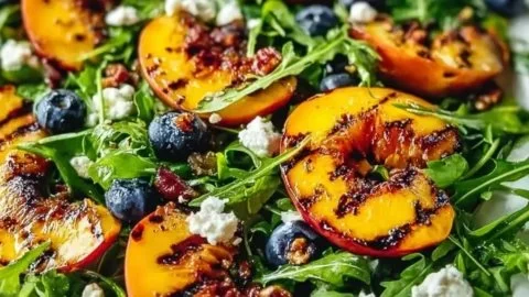 Summer Grilled Peach and Burrata Salad with Balsamic Glaze