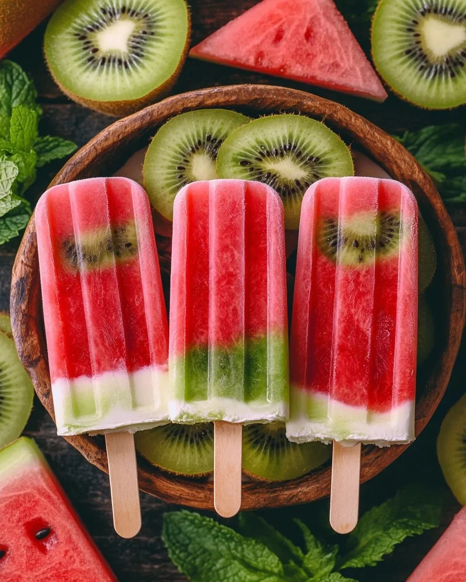 Delicious homemade watermelon popsicles on a sunny day
