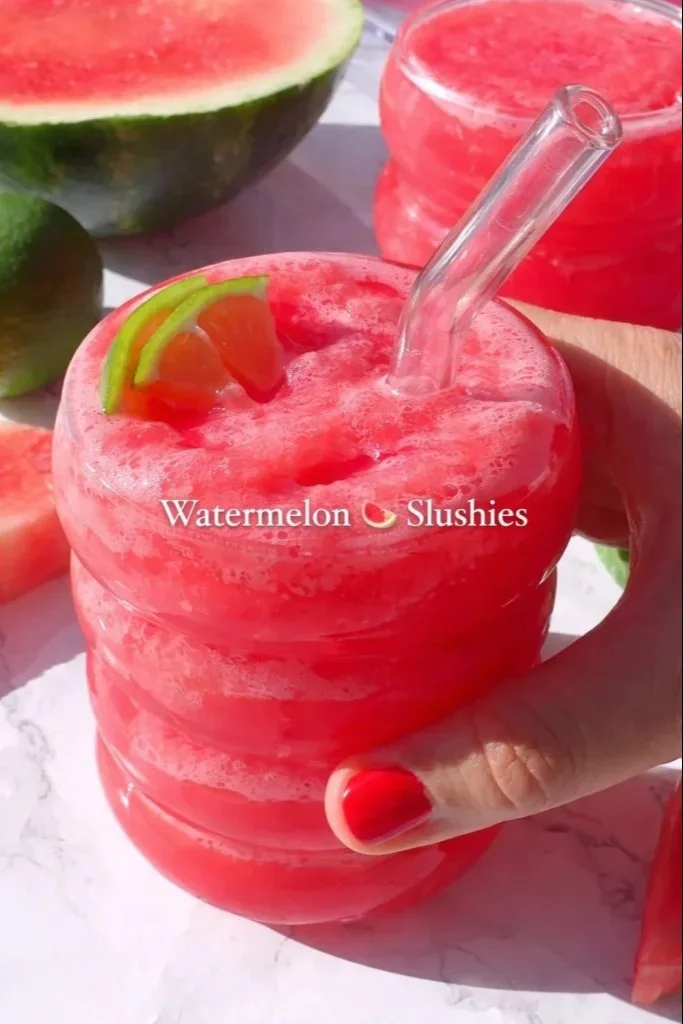 Refreshing watermelon slushies served in a cool glass