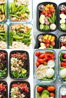 High protein meal prep lunches featuring varied ingredients and recipes
