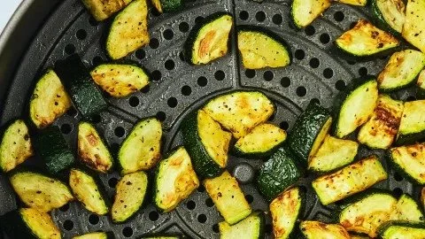 Crispy air fryer zucchini slices served as a healthy side dish