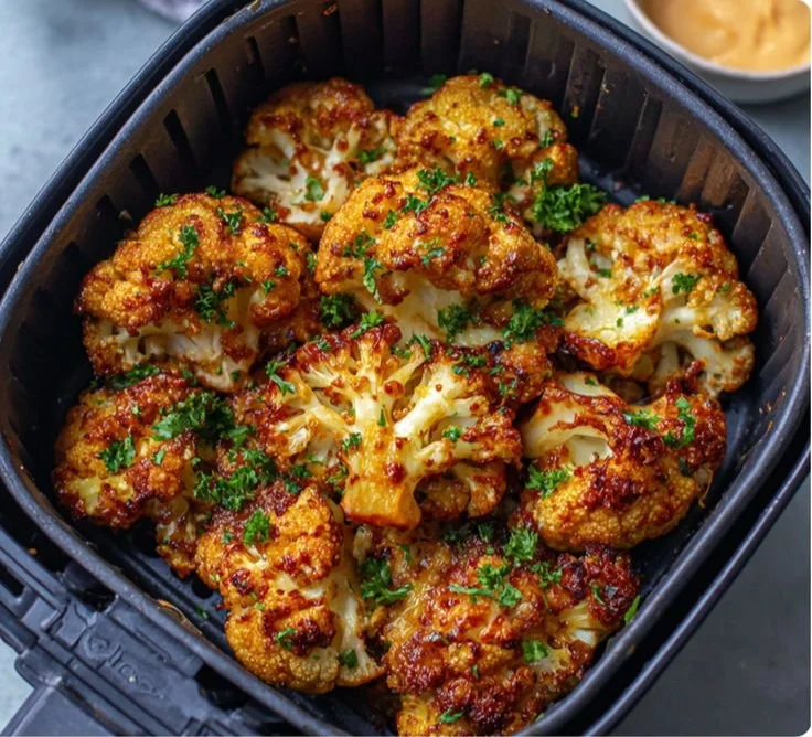 Crispy Bang Bang Cauliflower Wings served with spicy sauce