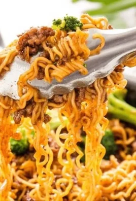 Delicious bowl of Beef and Broccoli Ramen with vegetables and noodles