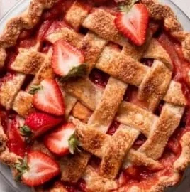 Delicious brown butter strawberry peach pie with juicy fruit filling