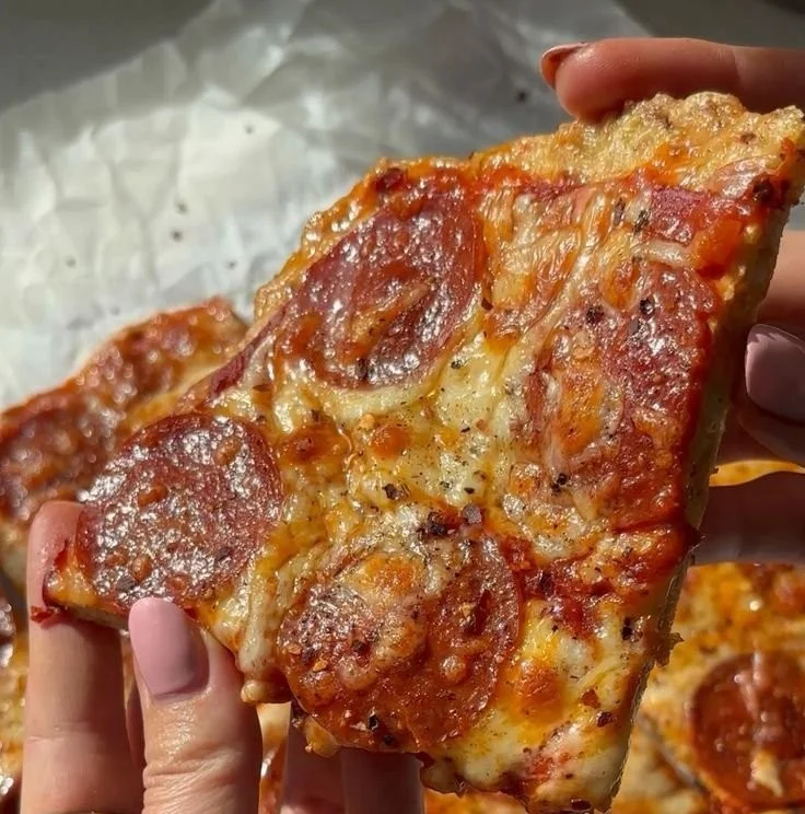 Delicious homemade Chicken Crust Pizza topped with fresh ingredients