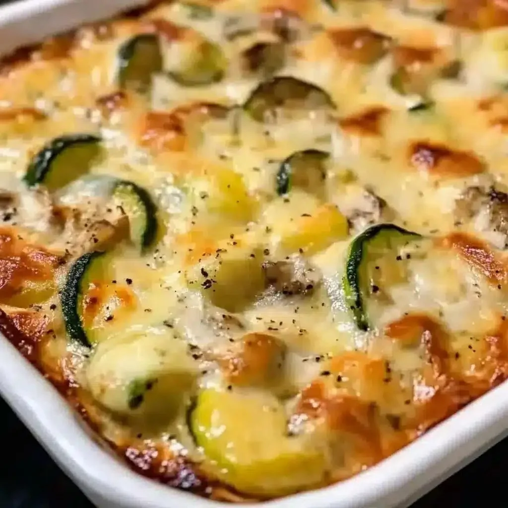 Delicious Chicken Zucchini Bake fresh out of the oven, perfect for dinner.