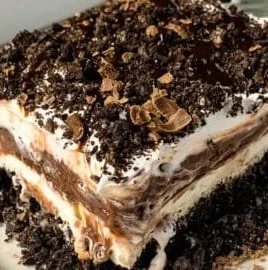 Delicious Chocolate Lasagna dessert with layers of chocolate and cream