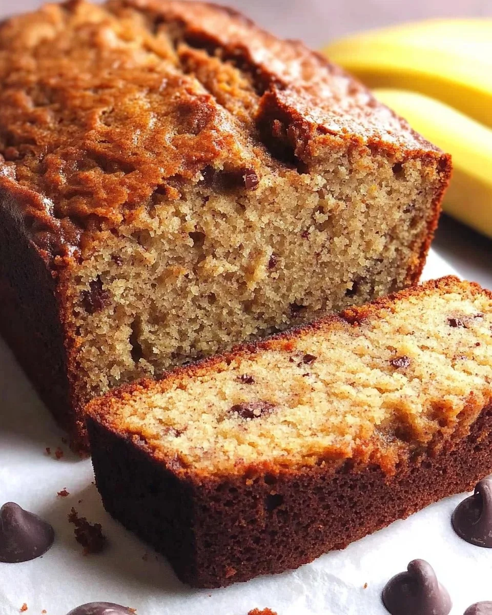 Freshly baked classic banana bread with ripe bananas and walnuts