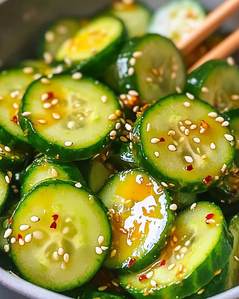 Easy Asian cucumber salad with fresh vegetables and tangy dressing