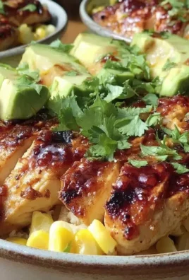 Delicious grilled chicken bowls with avocado and corn for summer meal prep.