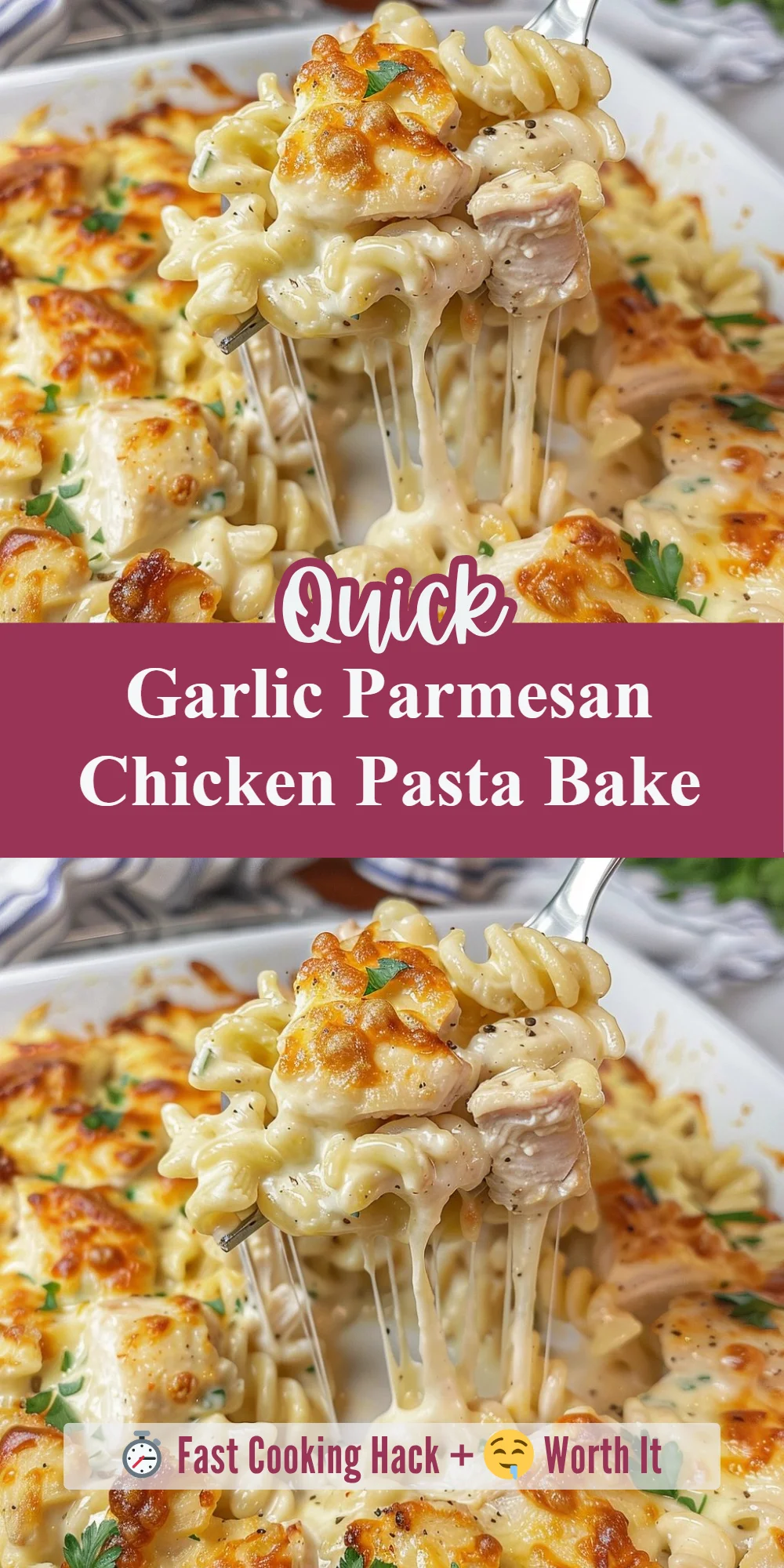 Garlic Parmesan Chicken Pasta Bake