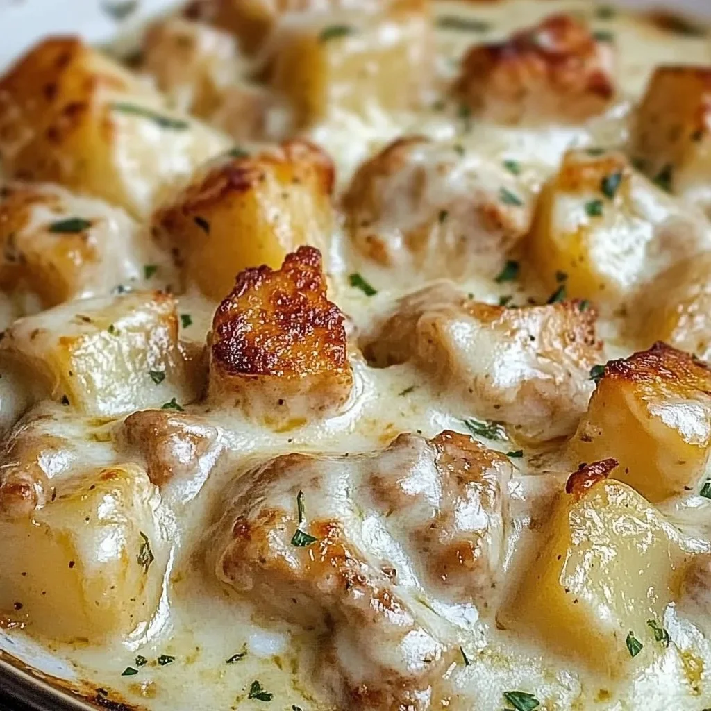Delicious Garlic Parmesan Chicken and Potatoes cooked in a crockpot.