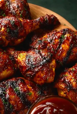 Delicious grilled chicken thighs served with herbs and spices