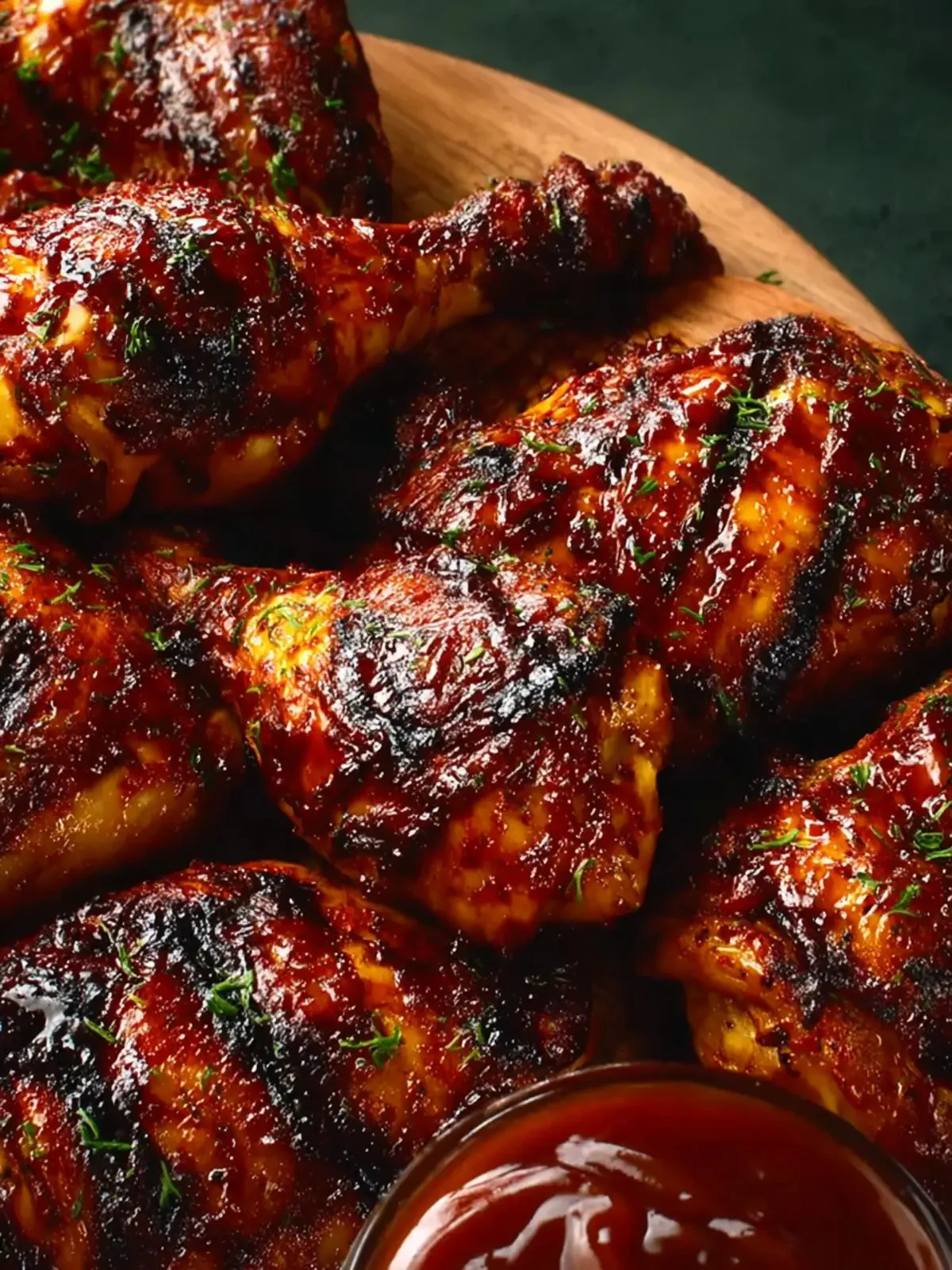Delicious grilled chicken thighs served with herbs and spices
