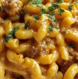 Creamy homemade hamburger helper served in a skillet, easy one-pan meal.
