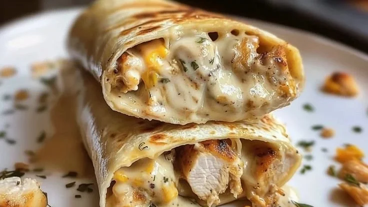 Keto wraps featuring cheesy garlic chicken for a low-carb meal option