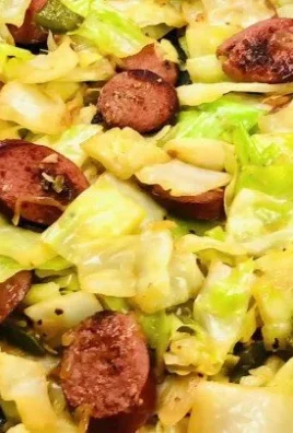 Delicious Keto Fried Sausage served with sautéed cabbage, a low-carb meal