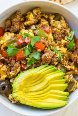 Delicious taco breakfast scramble dish suitable for meal prep and Whole30 diets