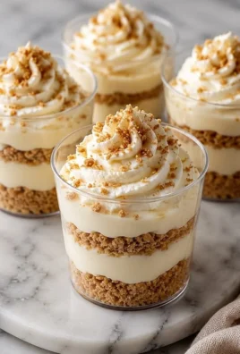 Mini cheesecake trifles with layers of cream and fruit toppings.