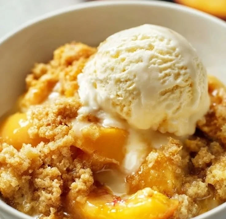 Delicious Peach Dump Cake fresh out of the oven