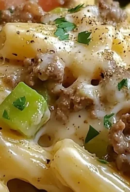 Delicious Philly Cheesesteak Pasta with peppers and cheese