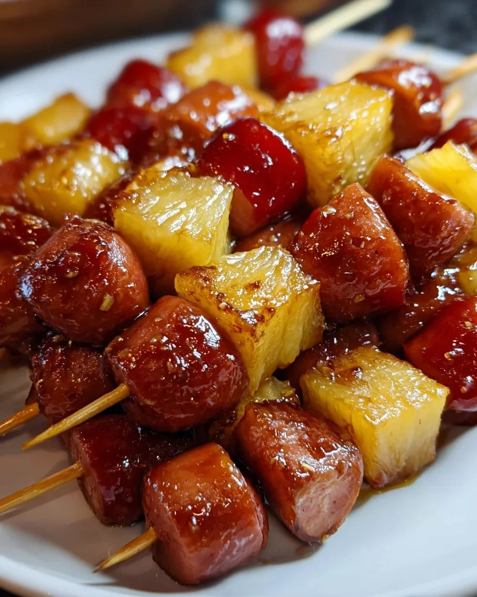 Pineapple Brown Sugar Smokies Skewers