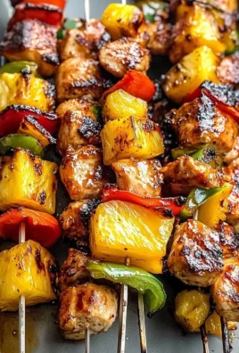 Grilled Pineapple Chicken Kabobs with fresh vegetables and a glaze