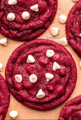 Freshly baked red velvet cookies with cream cheese frosting