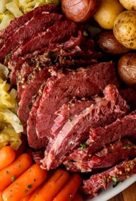 Slow cooker corned beef and cabbage dish ready to serve
