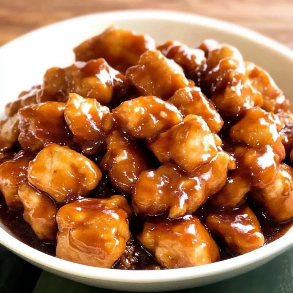 Delicious Slow Cooker Sticky Honey Chicken served on a plate with garnishes.