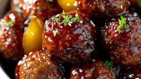 Delicious slow cooker teriyaki meatballs served on a plate