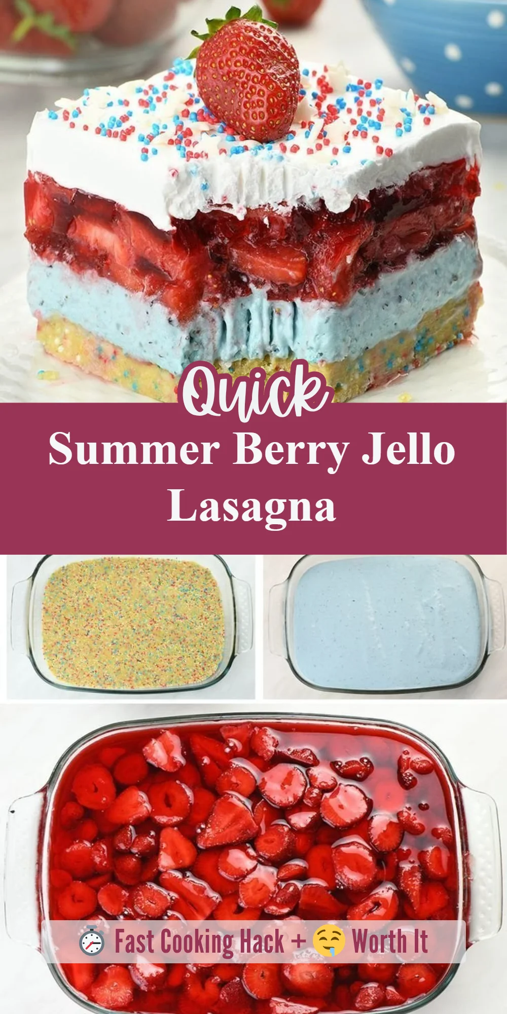 Summer Berry Jello Lasagna