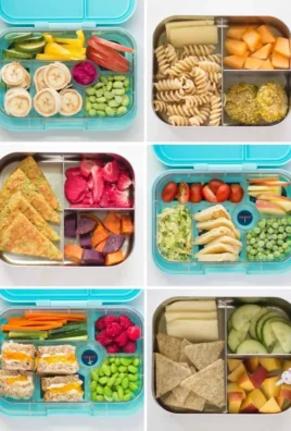Healthy lunch box ideas for kids with colorful fruits and veggies