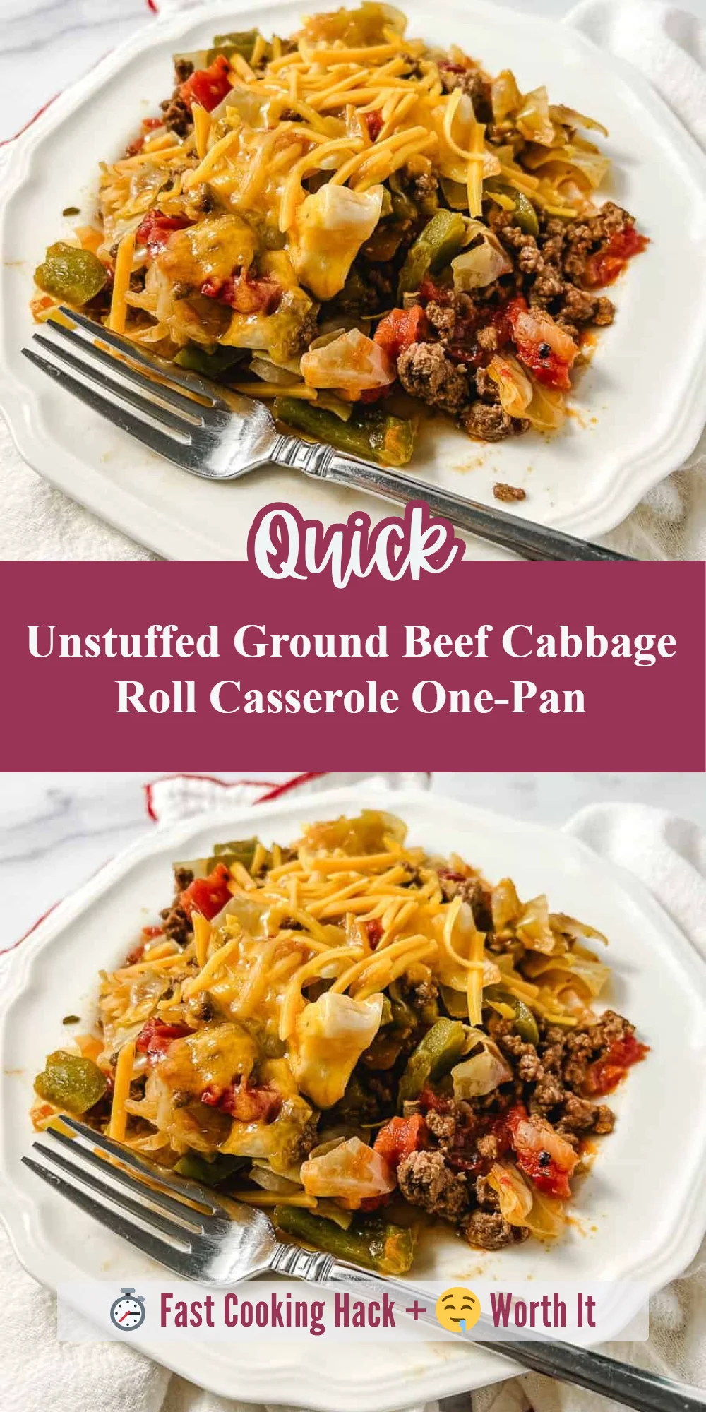 Unstuffed Ground Beef Cabbage Roll Casserole One-Pan